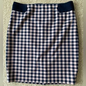 The Limited Pencil Skirt 10 Navy/Lt. Pink Check